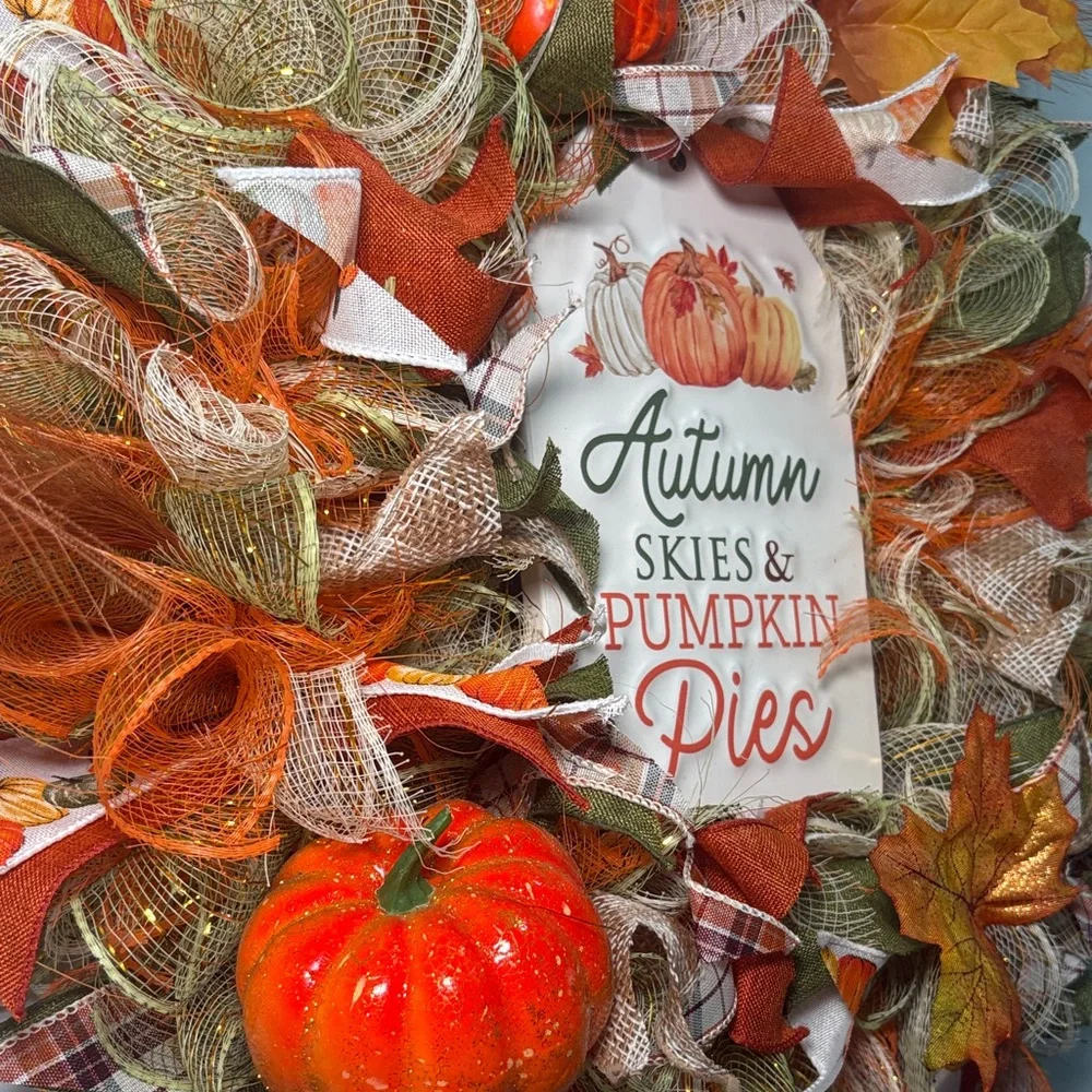 Harvest Pumpkin & Leaf Wreath